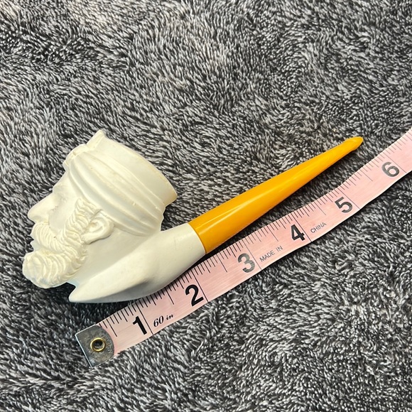 HAND CARVED MAN GENUINE BLOCK MEERSCHAUM PIPE VINTAGE MADE IN TURKEY - Picture 6 of 12